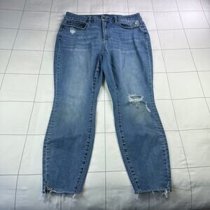Judy Blue Jeans Womens 18W Skinny Fit Embroidered Flower Distressed Whiskering